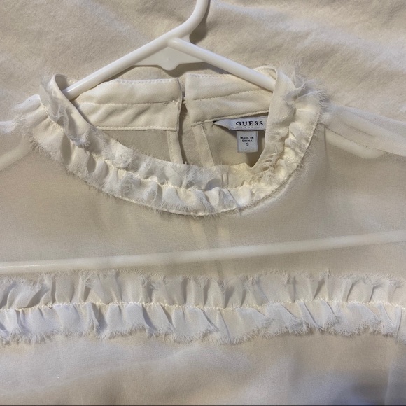 GUESS white chiffon ruffle blouse - Picture 3 of 3